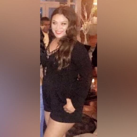 Mustard Seed Black Long sleeve Caged V-Neck Double pocket shorts romper size L - Picture 12 of 12